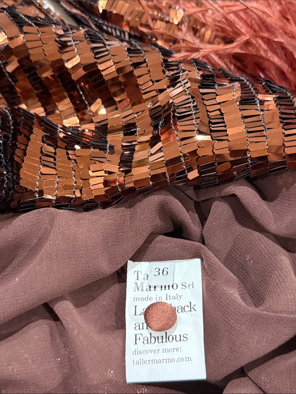 Taller Marmo Del Rio Disco Sequin Mini Dress with Feather Details - Picture 4 of 7